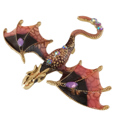 Zirkon Taşlı '' Dragon '' Figürlü Broş ( Büyük Boy )