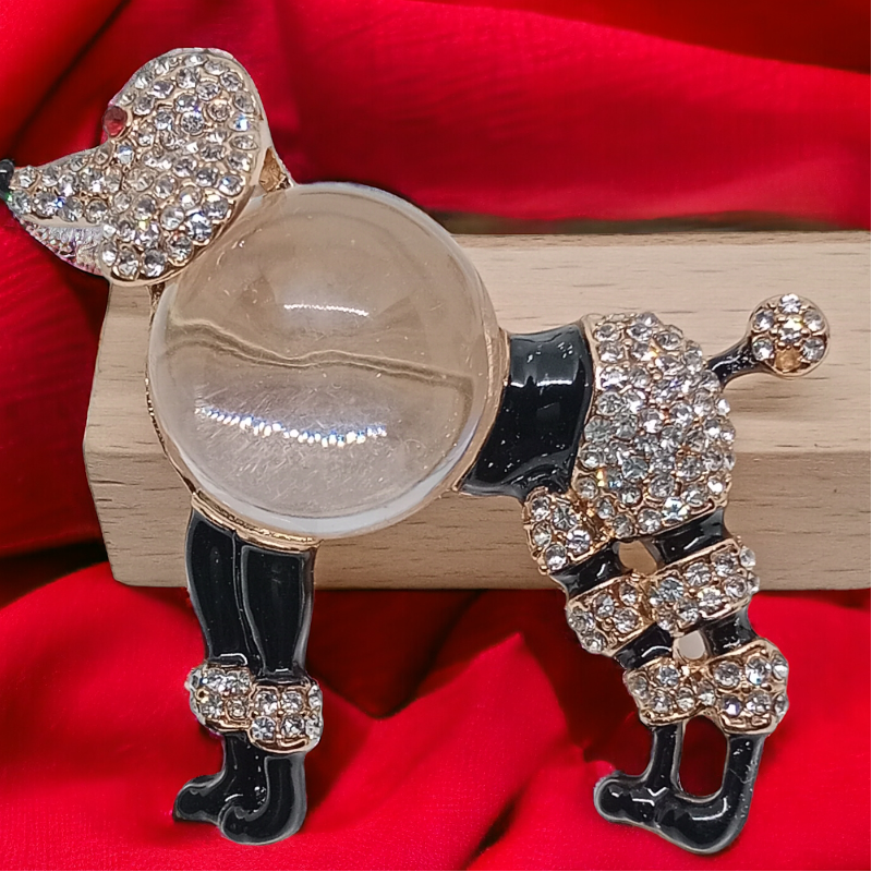 Zirkon Taşlı '' Kaniş Köpek '' Figürlü Broş ( Büyük Boy )