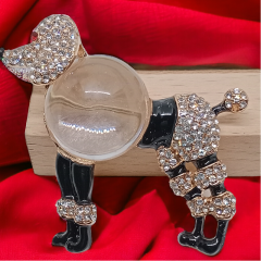 Zirkon Taşlı '' Kaniş Köpek '' Figürlü Broş ( Büyük Boy )