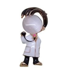 Sedef Kaplama '' Doktor '' Figürlü Broş